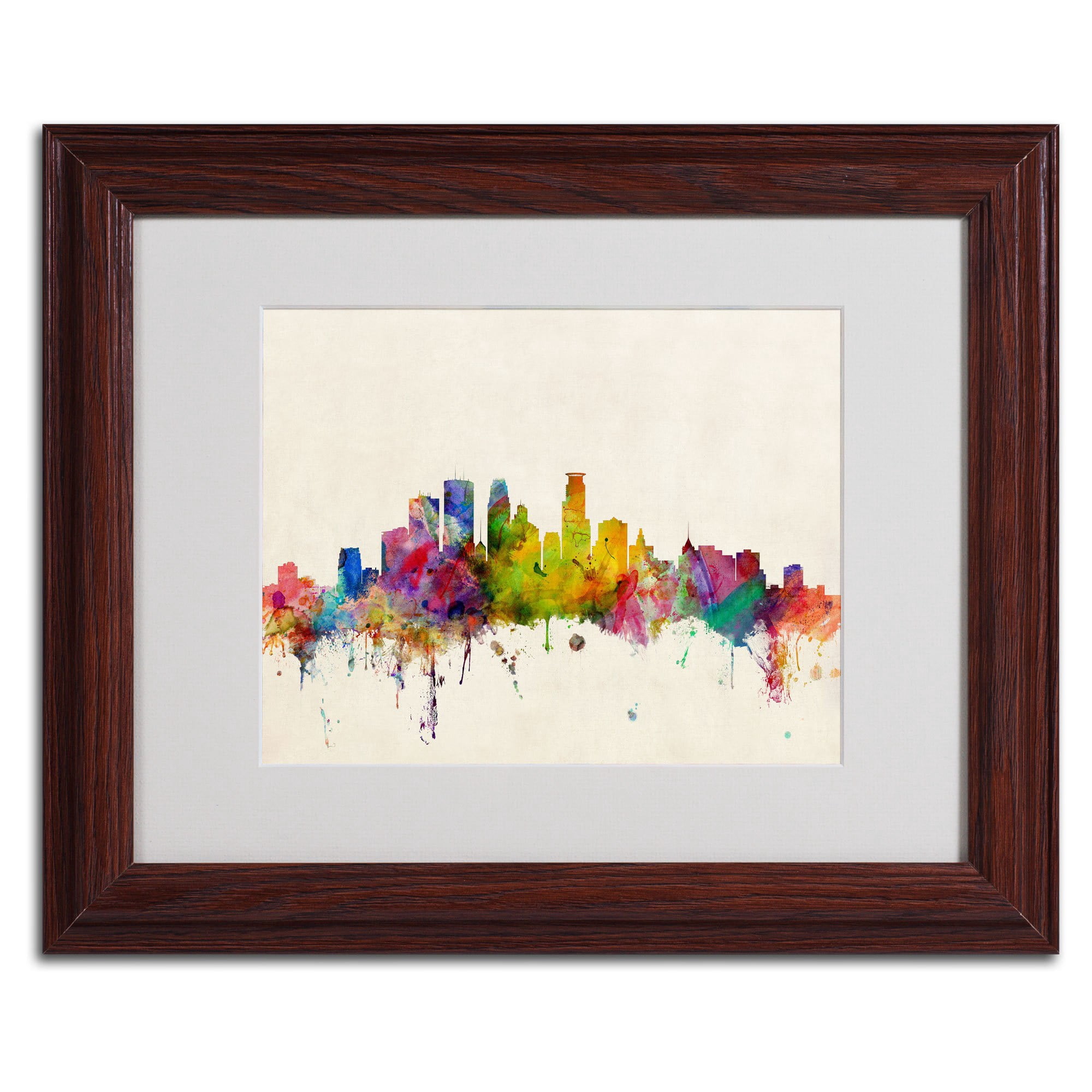 Trademark Fine Art "Minneapolis, Minnesota" Canvas Art by Michael Tompsett, Black Frame
