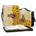 thumbnail image 3 of Kuiaobaty Horse Sunflower Print Faux Leather Bible Cover for Men Women, Large Capacity Bible Book Cover Church Bag Carrying Case with Shoulder Strap and Handle, 2XL, 3 of 7