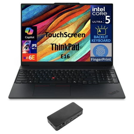 Lenovo ThinkPad Business Laptop 16.0in Touchscreen IPS WUXGA Display (Intel Ultra 5-225U, 64GB DDR5, 1TB PCIe SSD, Intel Graphics, Backlit KB, Fingerprint, Thunderbolt 4, Win 11 Pro) w/USB-C Dock