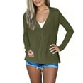 thumbnail image 4 of Women's Shrugs Cardigan Long Sleeve Lightweight Thin Casual Tops Solid Color Loose Cover Up Outwear with Pockets Army Green S, 4 of 8