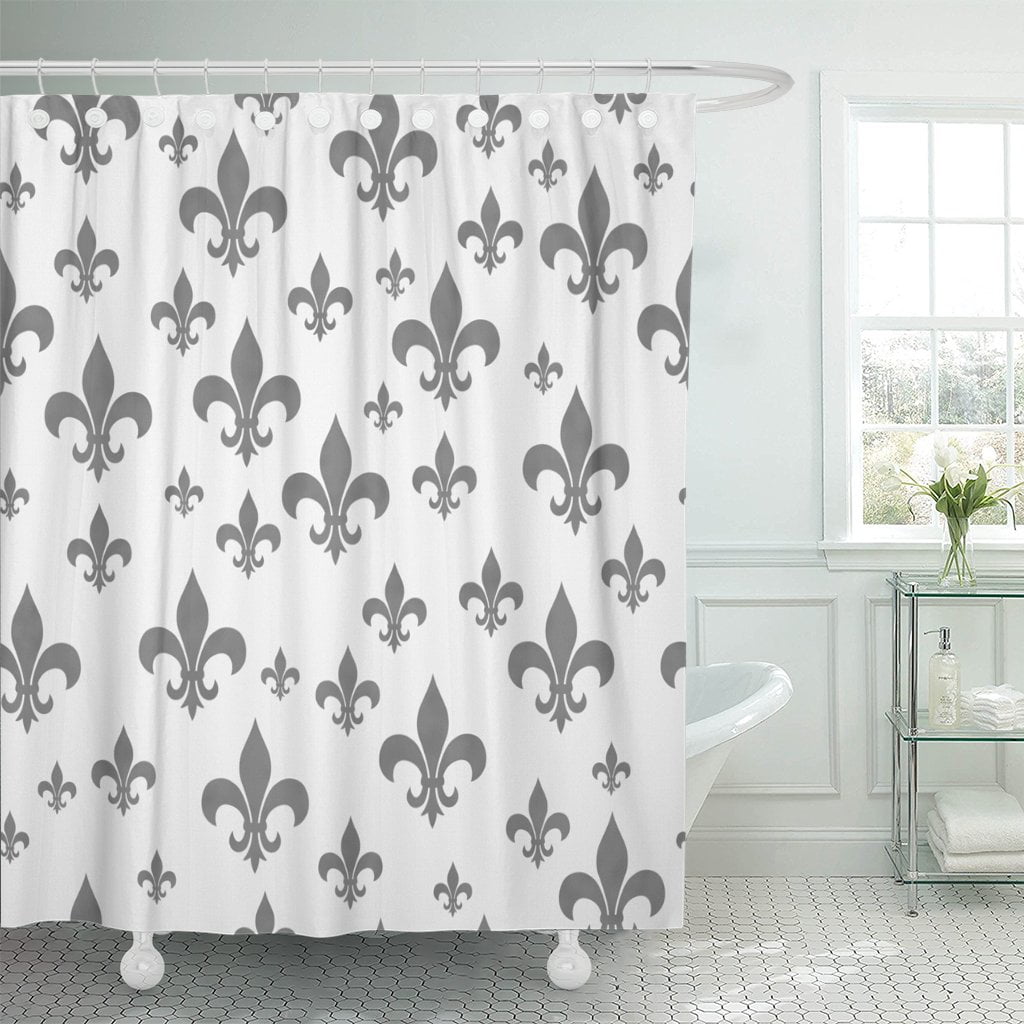 PKNMT Abstract Gray Fleur De Lis Pattern That is Shower Curtain 60x72