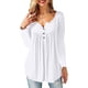 thumbnail image 1 of Túnica de mujer Tops Otoño Invierno Manga Larga Suelta Cuello en V Botones Hasta Flowy Plisado Jersey Henley Camisas Blusa Camiseta, 1 of 2