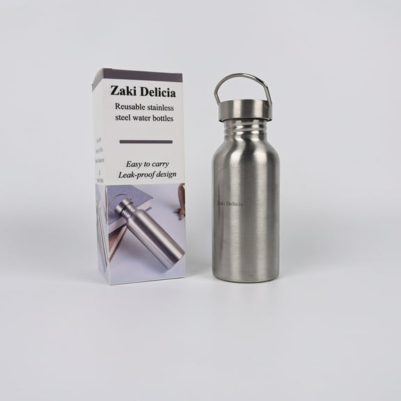 Zaki Delicia Reusable stainless steel water bottles Stylish Silver Stainless Steel Water Bottles for On-the-Go Hydration