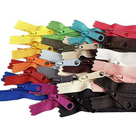 20pcs Mixed Colors Ykk Number 4.5 Coil Handbag Zipper or Purse Zippers Long Pull Made in USA Pack Vinyl Bag (16 inches)