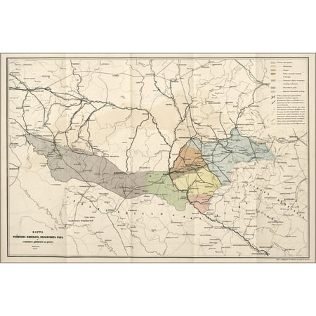 24"x36" Gallery Poster, map grain prod. wagon river routes n ukraine 1870