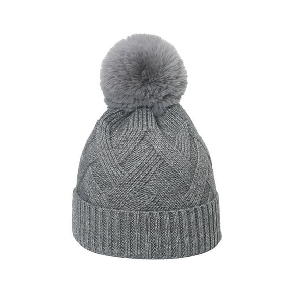 Babysbule Hats for Women Winter Winter Knitted Hats Fashion Twists Striped Curled Edgeless Cold Hat Outdoor Warmth Thick Hairball Woolen Hats