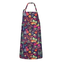 Pioneer Flower Floral Print Pattern Apron-Garden Aprons for Women with Pockets-Cotton Linen Waterproof Kitchen Cooking Gardening Aprons Adjustable for Kitchen,Cooking,BBQ and Salon 33x27 Inch