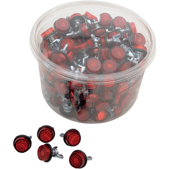 Red Motorcycle Bulk Tub of Mini Licese Plate Reflector, 150 Piece