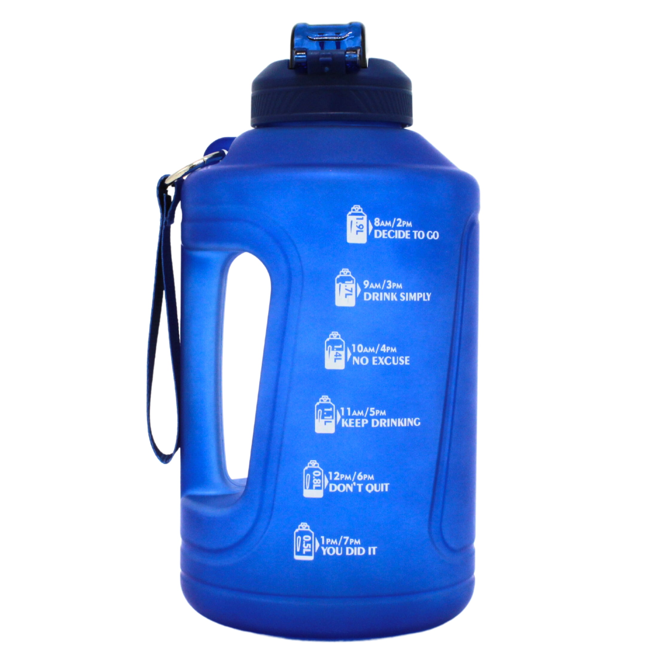Performance Inspired Nutrition - 1/2 Gallon Water Jug - BPA free - Time Markers - Blue