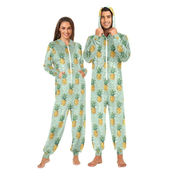 joogoo Pineapples Summer Unisex Adults Onesies Pajamas Jumpsuits L