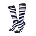 thumbnail image 2 of Balery Navy Blue And White Stripes Fun Novelty Socks Men'S Women'S Crew Socks Funny Crazy Novelty Socks Quirky And Cool Socks, 2 of 9