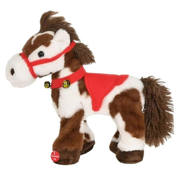 2026 New Spotted Electric Plush Horse, Interactive Brown-and-White Spotted Pony with Joyful Neighing Sounds for Kids gift