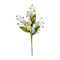 1 Pack Easter Spray Vine with Pastel Eggs & Berries, 15.8" Artificial Spring Flower Picks for Easter Wreaths, Bouquets, Table Centerpieces, Rustic Twig Branch Floral Stems for Spring Farmhouse Décor