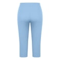thumbnail image 5 of Plus Size Capri Leggings for Women Slim Fitted Yoga Pants Tummy Control Workout Ribbed Cropped Slacks Light Blue 5XL, 5 of 6