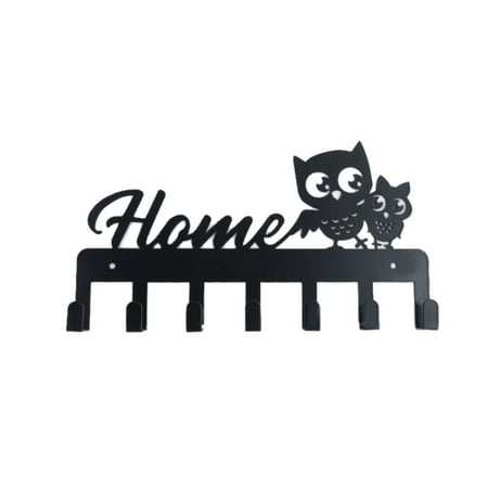 

PEACNNG Keys Holder For Wall Metal Vintage Owl Keys Hook Home Decor Key Hanger Decorative With 7 Hooks Black