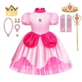 thumbnail image 5 of Vestido de princesa melocotón para niña, ropa de actuación de escenario para niños, Carnaval, fiesta de cumpleaños, Festival de revelación, disfraz de Cosplay, 5 of 5