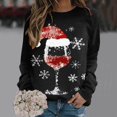 thumbnail image 1 of Offres du Cyber_lundi Hot6sl Mode de Noël Femmes Décontracté Manches Longues Imprimé Col Rond Chandail en Molleton Ample Blouse Tops, 1 of 5