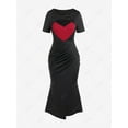 thumbnail image 2 of Rosegal Plus Size Valentine Day Ring Heart-shaped Colorblock Ruched Cutout Mermaid Dress, 2 of 5