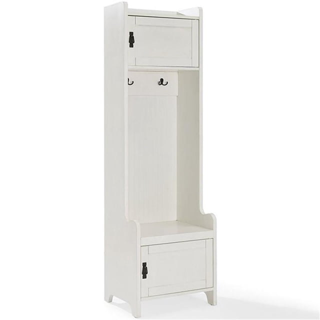 Crosley Furniture Fremont Wood Hall Tree in Distressed White/Black