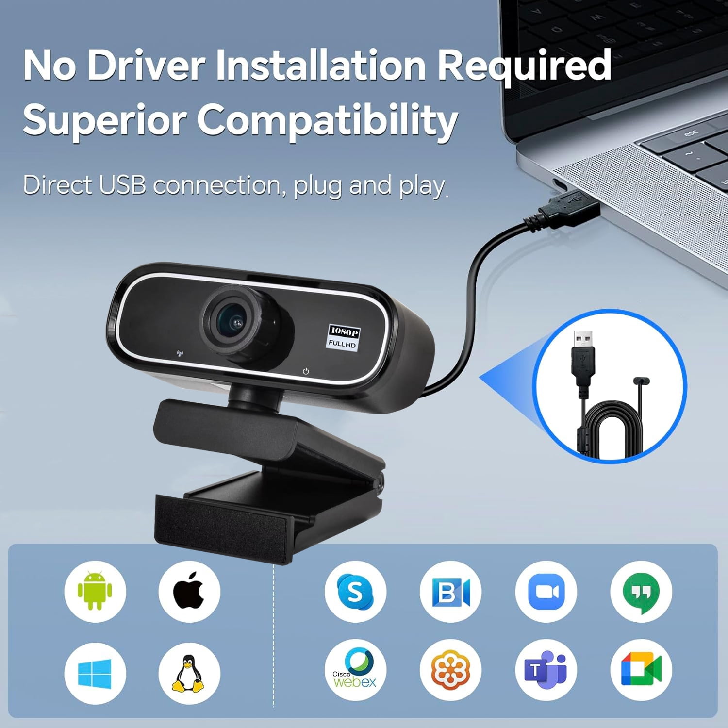 Webcam PC USB 720P – Micro Intégré, Pivot 360°, Clip Réglable, Sans Pilote, Pour Visio, Streaming, Cours - 14