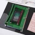 thumbnail image 4 of yulier Binder Pencil Pouch, Pencil Pouch for 3 Ring Binder, Clear Window Pencil Bag with Zipper and 3 Reinforced Grommets, 3 Hole Pencil Case Stationery Pen Bag for Office College, Green, 4 of 4