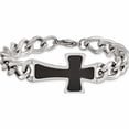 thumbnail image 4 of Stainless Steel Polished Black Carbon Fiber Inlay Cross 8.5In Bracelet (8.5 X 10) Made In China -Jewelry By Sweet Pea, 4 of 8