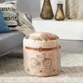 thumbnail image 2 of DecMode Chevron Multi Colored Canvas Bike Pouf with Leather Accents, 2 of 8
