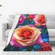 thumbnail image 1 of Manta de rosas, regalo para mujeres y niñas, regalo de Navidad, día de San Valentín, manta romántica con rosas rojas y flores, decoración temática para dormitorio, sala de estar, sofá, edredón de, 1 of 8