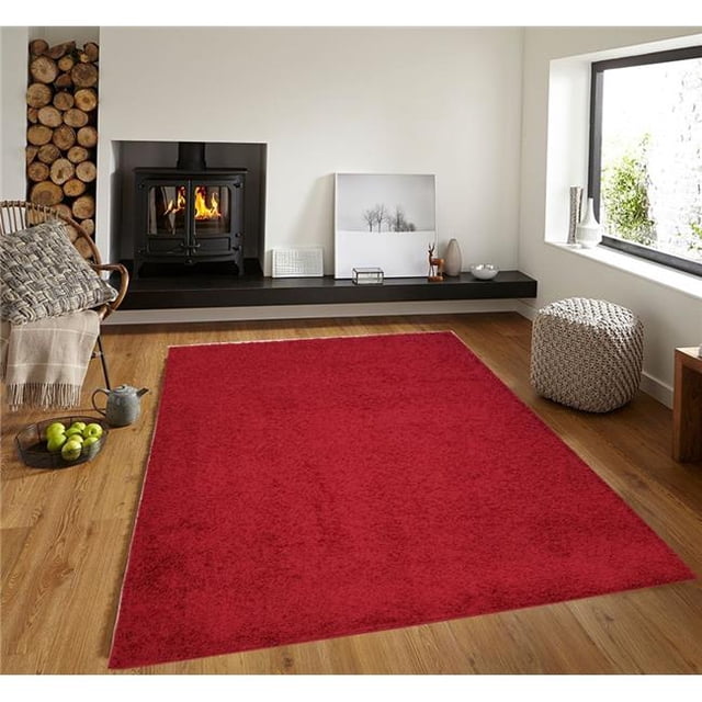 Homedora HD-SHAGGY-RED 5 x 7 ft. Discount World Shaggy Collection Red Area Rug