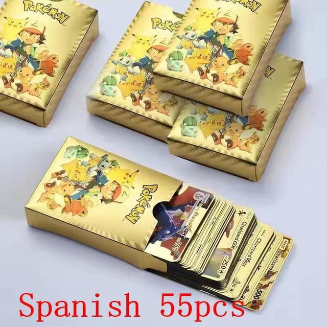 5-110PCS cartas pokemon francaise español Gold Cards Spanish English Foil Gold silve Card Metalicas Charizard Vmax Gx Game Card