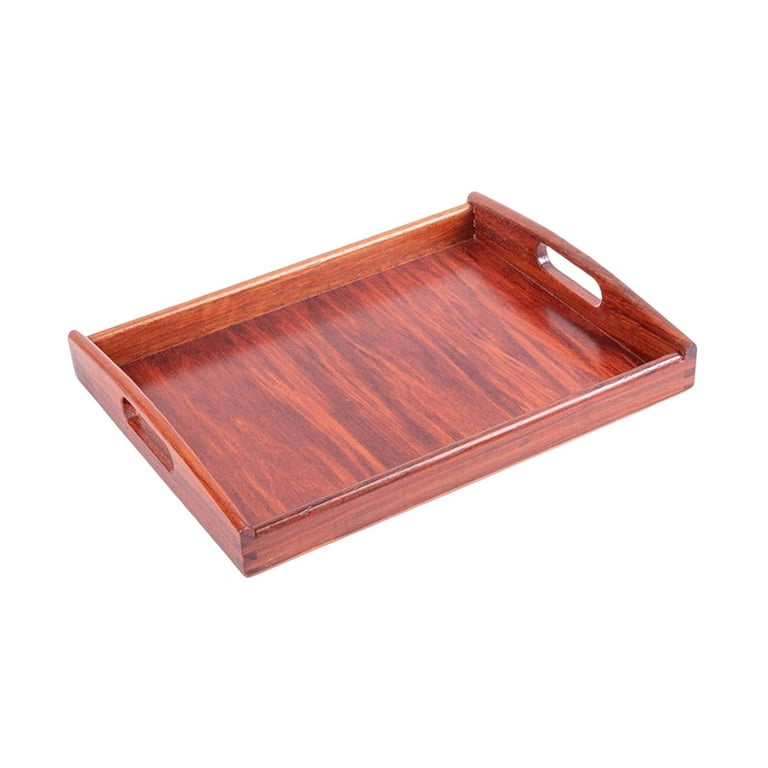 Multipurpose Snack Tray Tea Drink Platter Wedding Gift Storage Wood Plate  Centerpiece Pantry Table Organizer Tray for Coffee Table Ottoman Rosewood  Middle 