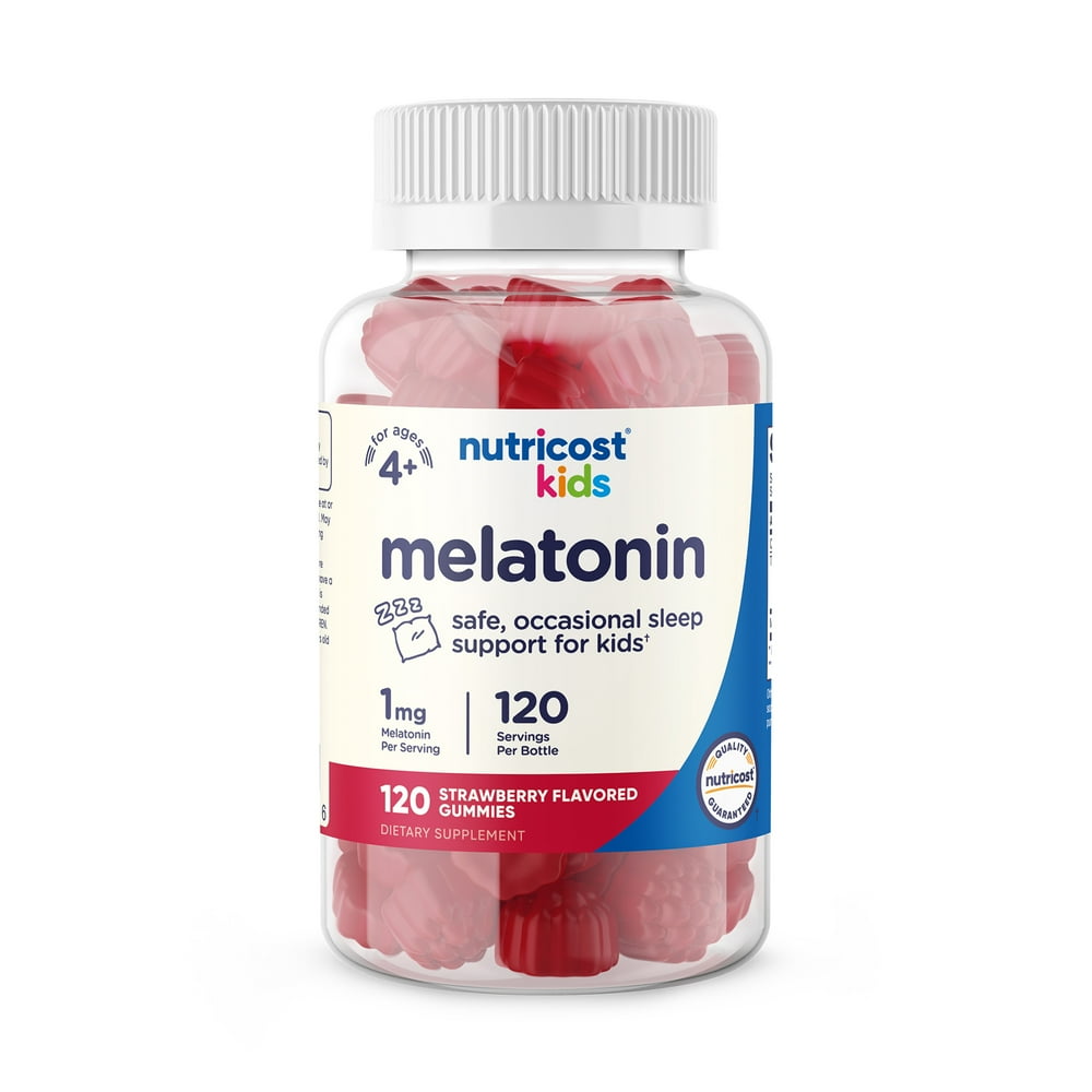 Nutricost Kids Melatonin Gummies 1mg, 120 Gummies, Strawberry Flavored ...
