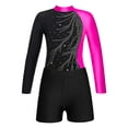 thumbnail image 4 of iiniim Kids Girls Rhinestone Ballet Dance 2 Piece Long Sleeve Gymnastic Leotard and Short 6-14 Rose 6, 4 of 7