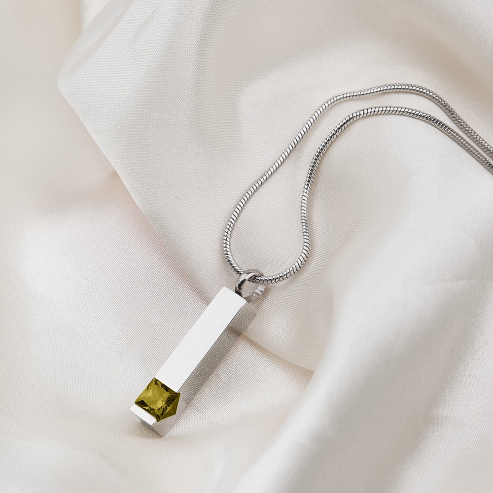 Cremation Jewelry Memorial Birthstone Bar Necklace Handcrafted Waterproof Human Ashes Urn Container with Free Funnel Kit and Velvet Jewelry Box [November]