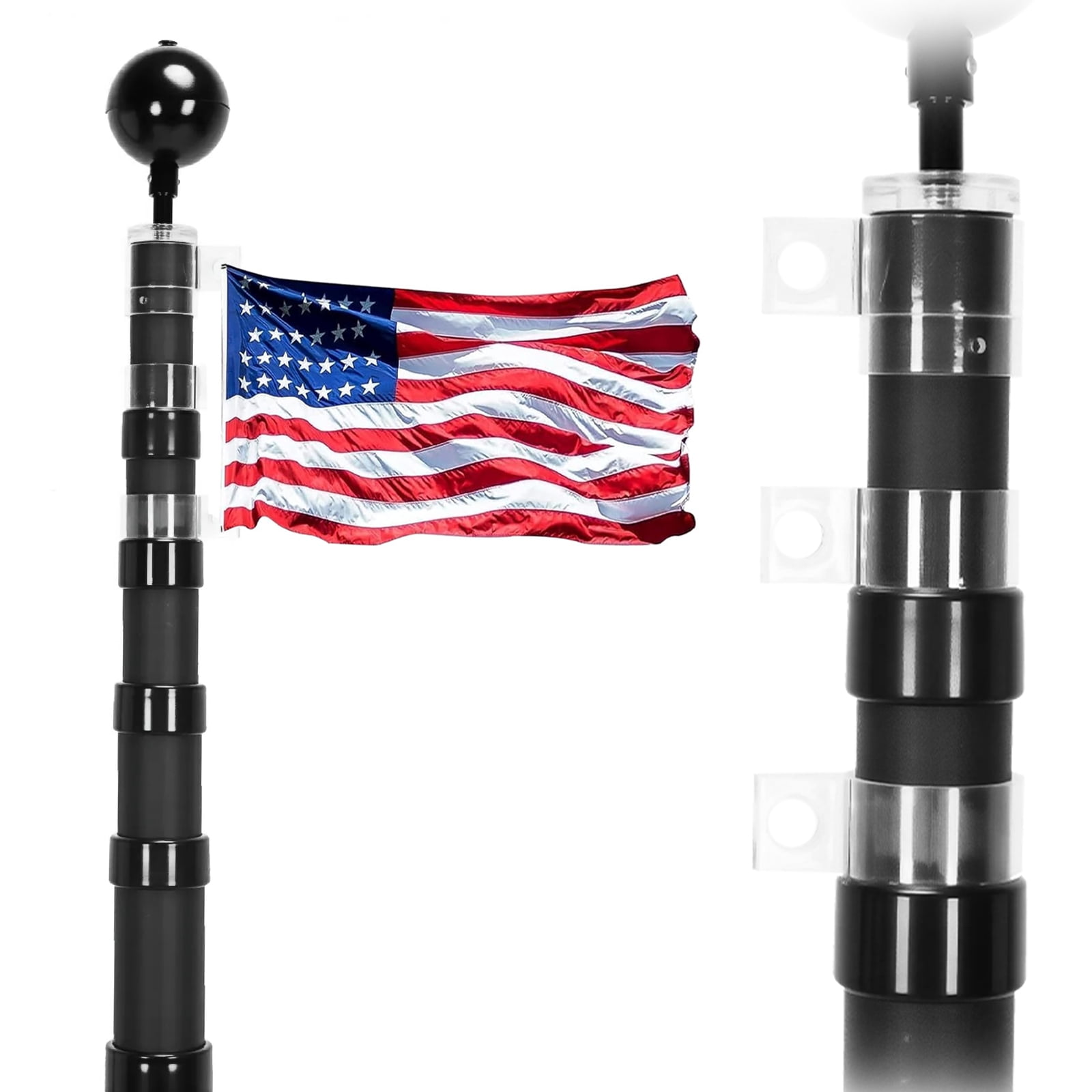 golytefs 20FT Heavy Duty Flag Pole Extra Thick 360 Rotating for Outside House (Stretch)