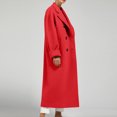 thumbnail image 5 of Lovskoo Womens Winter Coats Double Breasted Pea Coat Solid Color Lapel Pocket Button Long Woolen Coat Jacket Cardigan Jacket Trench Coat Overcoat Red, 5 of 7