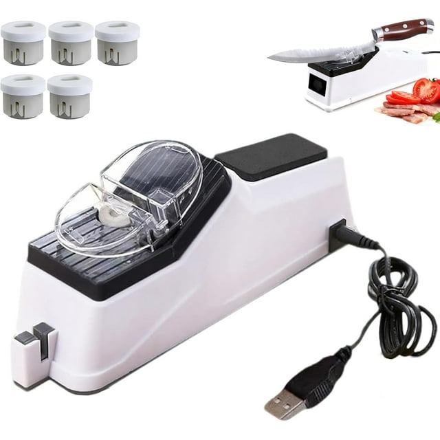 Besyner Sharp Pro,USB Electric Knife Sharpener, Professional Electric Knife Sharpeners for Kitchen Knives,Double Sided Knife Sharpener, 5s Quick Sharpening,Stable Non-Slip Base (C,1pcs)