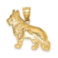 thumbnail image 4 of Finest Gold 10K Yellow Gold Diamond-Cut German Shepard Pendant, 4 of 4