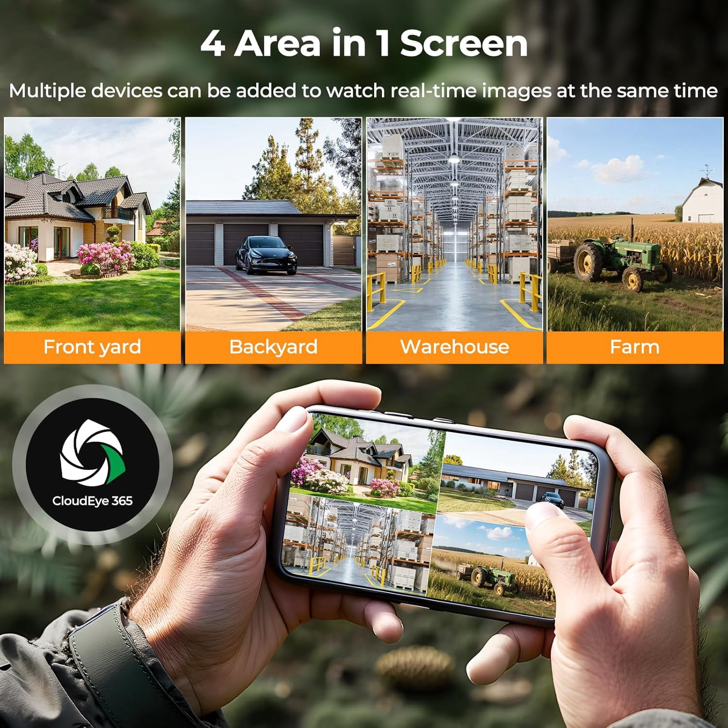 CAMPARK 4G LTE Cellular Trail Camera Solar Game Camera 2.5K 32MP Hunting Camera with 4 Area in 1 Screen Night Vision 0.1s PIR &AI Person Detection Waterproof IP66 Twoway Audio for Wildlife Monitoring