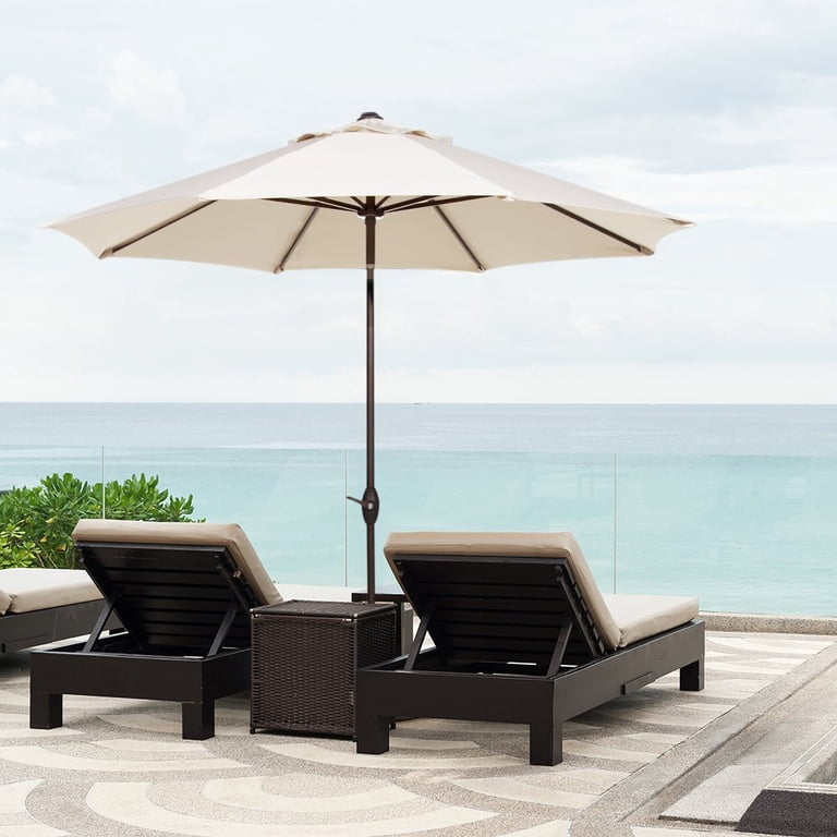 abba 9 foot auto tilt and crank aluminum patio umbrella Abba Patio 9-Ft Aluminum Patio Umbrella with Auto Tilt and Crank, 8 Ribs,  Beige