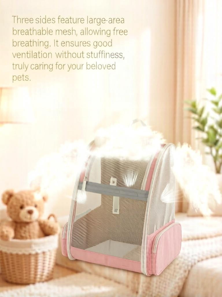Pet Backpack Carrier for Small Dogs & Cats | Up to 15lbs Capacity | Foldable with Breathable Mesh Windows | Ideal for Travel, Hiking & Outdoor Adventures（Pink）