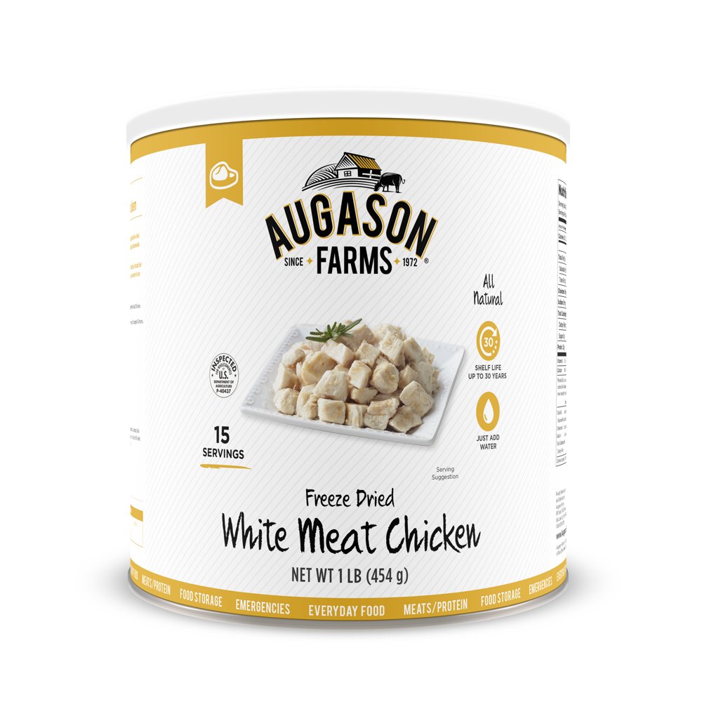 Augason Farms Freeze Dried Chicken Breast Chunks 1 lb No. 10 Can