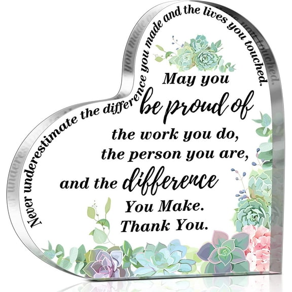 Thank You Gift for Women Inspirational Gift Office Coworker Gifts Graduation Gift for Friends Classmates Colleague Leaving Job Farewell Gift Teacher Appreciation Keepsake(Succulent Heart)