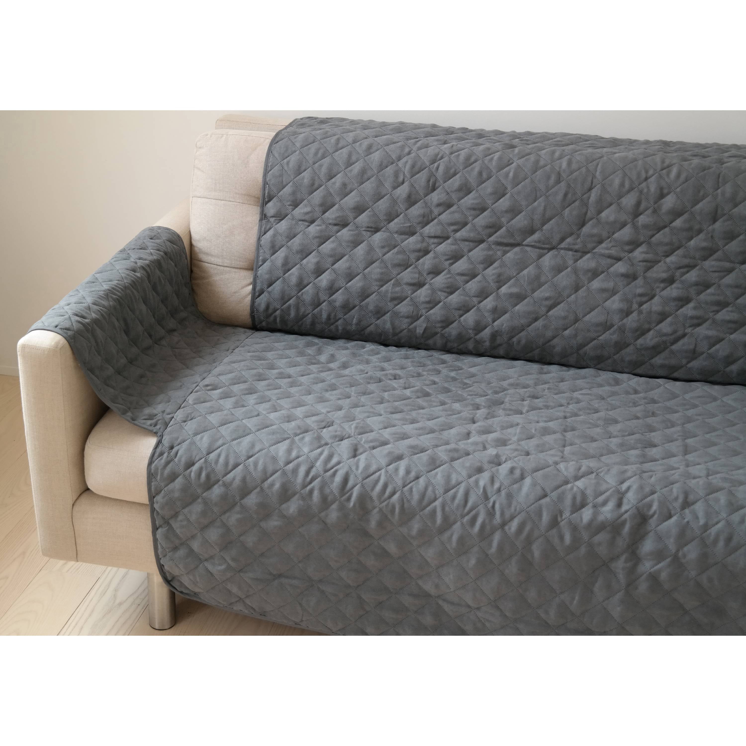 Precious Tails HomeBase Microsuede Dog Sofa Cover, Grey, Large, 110"L x 70.5"W x .25"H
