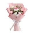 thumbnail image 1 of Ramo de flores artificiales de ganchillo, hecho a mano, de punto Rosa, 1 of 9