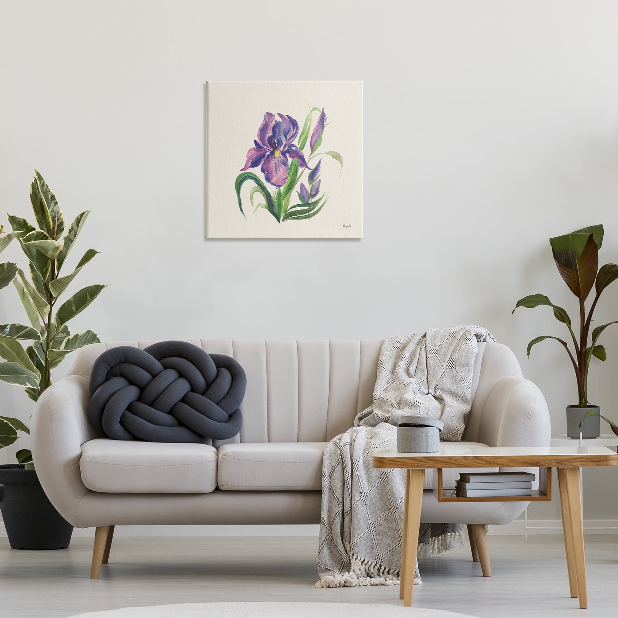 Stupell Industries Purple Iris Flower Botanical & Floral Painting Gallery Wrapped Canvas Art Print Wall Art, 24 x 24