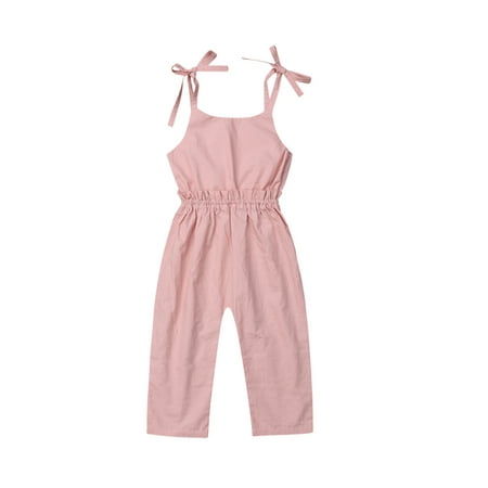 

1-5Years Toddler Baby Girls Cotton Romper Sleeveless Off Shoulder Jumpsuit Clothes Overalls