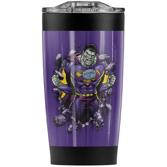 Superman Bizzaro Breakthrough Purple Stainless Steel Tumbler 20 oz Coffee Travel Mug/Cup, Vacuum Insulated & Double Wall with Leakproof Sliding Lid | Great for Hot Drinks and Cold Beverages