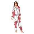 thumbnail image 7 of 1 Piece Adult Onesie Pajamas Cozy & Loose-Fit Sleepsuit Loungewear with Pockets Red Poinsettia Pattern X-Small, 7 of 7