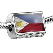 NEONBLOND Bead Flag on Wood Philippine Charm Fits All European Bracelets